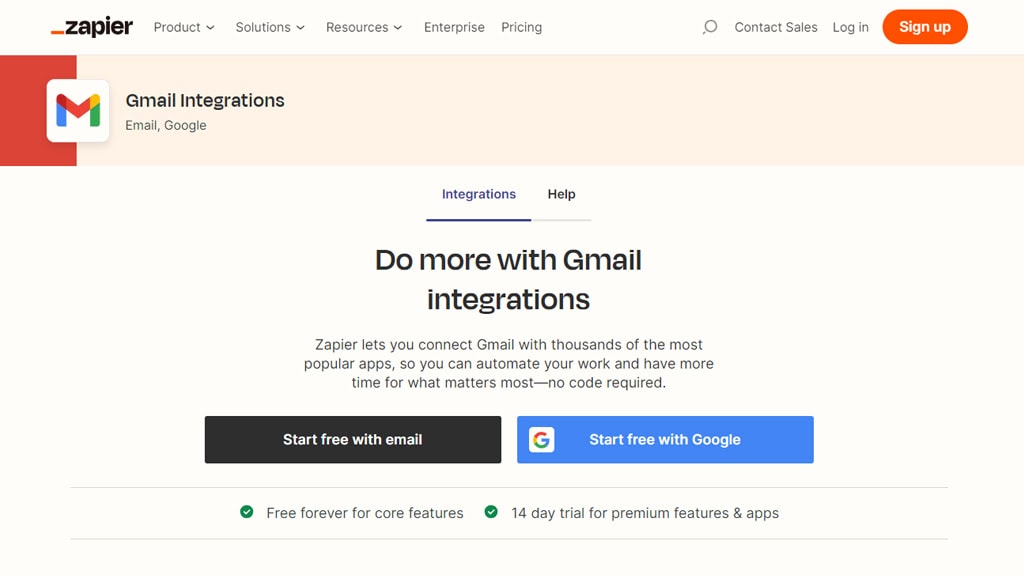 Intégration Gmail Zapier
